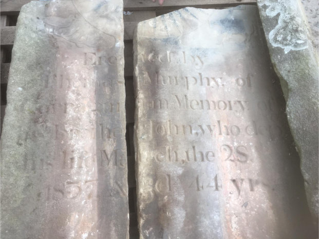 Thomas Murphy's recovered headstone