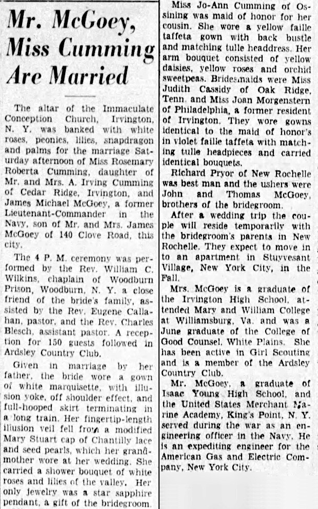 Rosemary Cumming wedding