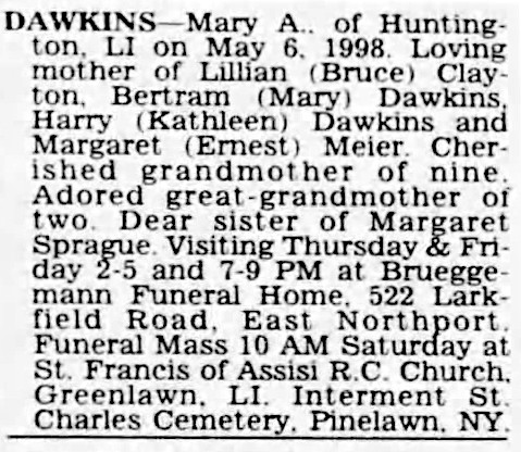 Mary Dawkins obituary