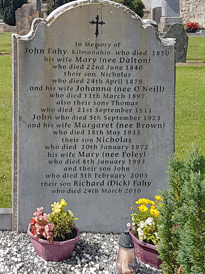 The Fahy headstone