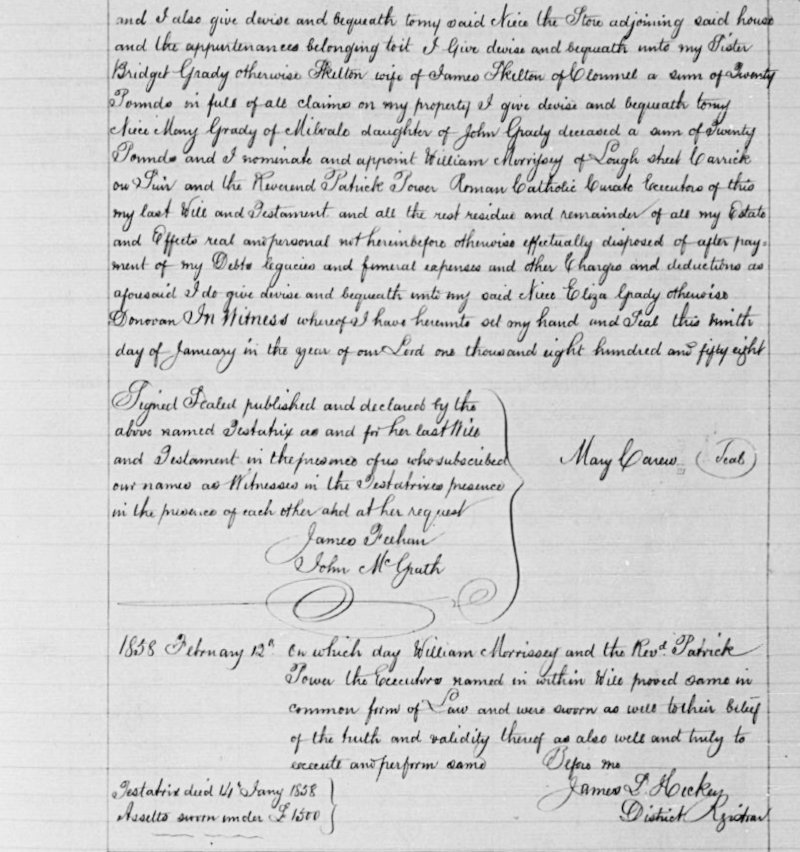 Mary Carew's Will, page 2