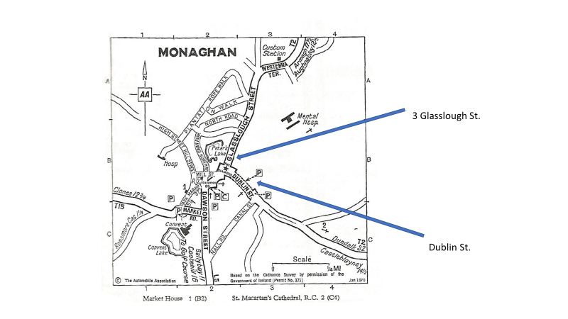 Street map of Monaghan, 1970