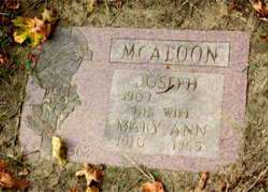 Joseph and Mary Ann McAloon's gravestone in Providence